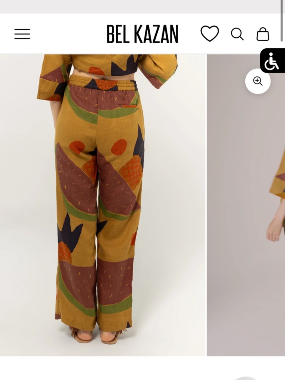 Bel Kazan Mustard Multi-Print Wide-Leg Pants - Picture 3 of 3